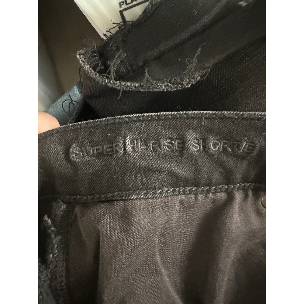 American Eagle Black Distressed High Waisted Button Fly Denim Shorts Womens 12 - Picture 9 of 9